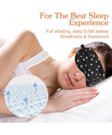 Stars Silk Sleep Mask - Black Starry Sky Eye Cover with Adjustable Strap & Earplugs | Soft Lightweight Blackout Sleeping Aid for Men & Women - Buy Online on GoSupps.com