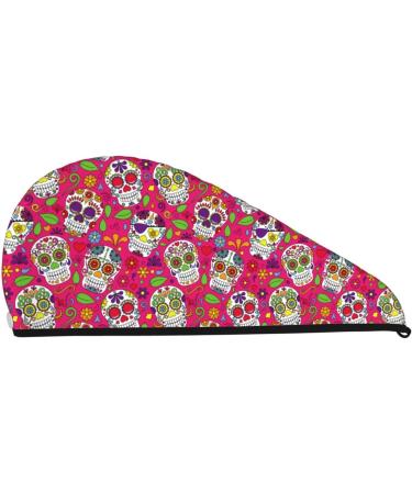 Buy Sugar Skull Microfiber Hair Towel Wrap - Quick Dry for Curly & Thick Hair | One Size for Women - Buy Online on GoSupps.com