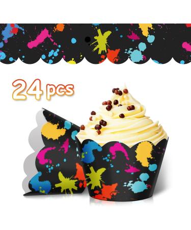 24pcs Dessert Cupcake Wrappers Pick for Painting Graffiti Artist Theme Decorations Boys Girls Happy Birthday Party Decor Supplies - Buy Online on GoSupps.com