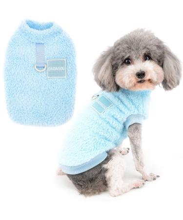 Zunea fleec winter jacket for small dogs warm winter coat sweater sweater soft fuzzy puppy clothing with D-ring for dishes cold weather pet clothing for chihuahua cats blue xxl xxl blue