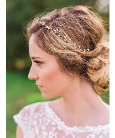 Catery Bride Wedding Headband Pearl Hair Vine Braid Headpieces Bridal Hair Accessories for Women(Sliver)