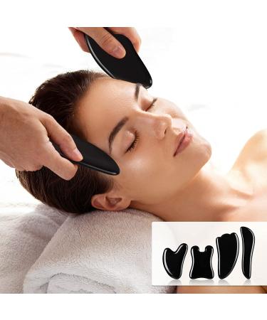Airogym Guasha Massage Tool Set - Natural Stone Gua Sha Board for SPA Acupuncture and Muscle Knots - 4PCS Black Stone Scraping Massage Sets for Facial Care and Physical Therapy - Buy Online on GoSupps.com