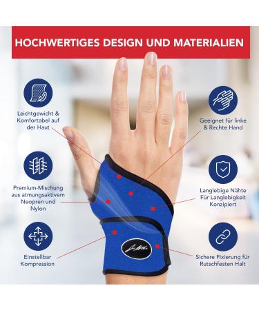 Dr. Arthritis Wrist Support Bandage - Doctor Designed Tendonitis & Carpal Tunnel Relief - Blue Single Pack - Buy Online on GoSupps.com