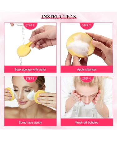 120 Pieces Compressed Facial Sponges for Estheticians - Exfoliating Makeup Removal Pads - Spa Wash Round Face Sponge Set (Yellow Blue Pink) - Buy Online on GoSupps.com