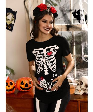 G and PL Halloween Pregnancy Top Maternity Funny Graphic Shirt - Rose Skull Baby Design - S-XXL - Buy Online on GoSupps.com