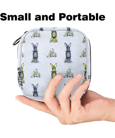 Stylish Menstruation Pad Bag with Zipper - Women's Napkin & Tampon Organizer - Cute Rabbit & Wild Animal Designs - Buy Online on GoSupps.com