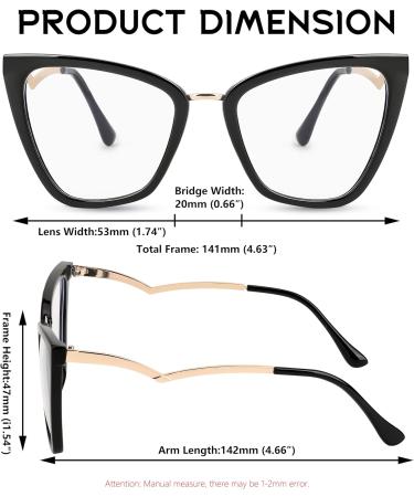 FEISEDY Blue Light Blocking Glasses - Stylish Cateye Computer Glasses for Women & Men | Black Frame B2914 53mm - Buy Online on GoSupps.com