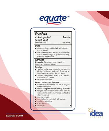 Equate Famotidine 20mg Tablets - 200 Ct Maximum Strength Acid Reducer for Heartburn Relief - Say NO to Indigestion and Heartburn - Better Idea Guide Included - Buy Online on GoSupps.com