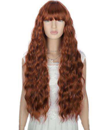 YEESHEDO Long Brown Wig with Bangs - Natural Wave Synthetic Wavy Curly Wig 28 Heat Resistant Fiber - Honey Brown Women's Wig - Buy Online on GoSupps.com