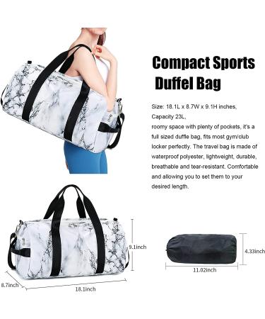 Marble-White Sport Gym Duffle Travel Bag with Shoe Compartment & Wet Pocket - Men Women Duffel - Buy Online on GoSupps.com