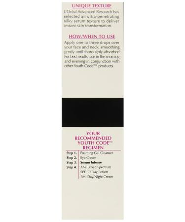 L'Oreal Paris Youth Code Serum Intense - Best Anti-Aging Serum for All Skin Types | 1 Fl Oz - Shop Now - Buy Online on GoSupps.com