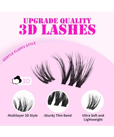 GAQQI Lash Clusters - 110 Wispy Volume Eyelash Extensions 10-14mm | Fluffy 3D Individual Lashes with Soft Thin Band - Buy Online on GoSupps.com