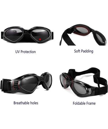 XUNKE Dog Goggles - Anti-UV Eye Protection Sunglasses for Small/Medium Pets (Black) - Waterproof & Windproof - Buy Online on GoSupps.com