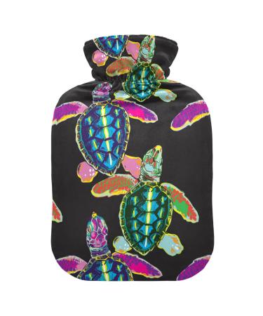 Hot Water Bottles with Cover Sea Turtles Hot Water Bag for Pain Relief Women Adults Feet and Bed Warmer 2 Liter