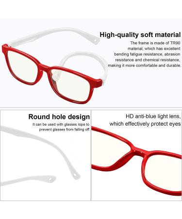 Getino Kids Blue Light Glasses | Anti Eyestrain & Glare Protection for Ages 3-12 | Red White Computer Gaming Glasses for Boys and Girls - Buy Online on GoSupps.com