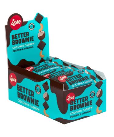 Vive Better Brownie - Immunity Vitamins Low Calorie Chocolate Treat Healthy Vegan Snacks with Protein Cashew Coconut Flavour 15 x 35g Cashew Coconut 15 Count (Pack of 1) - Buy Online on GoSupps.com