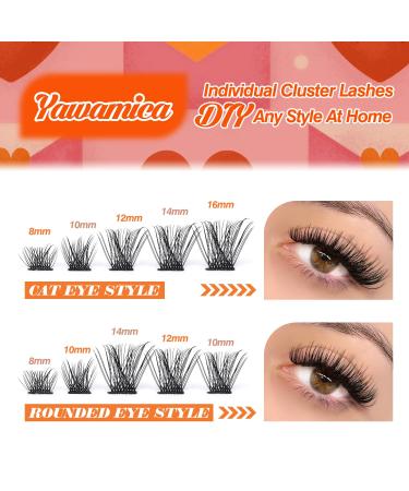 Yawamica DIY Eyelash Extensions Kit - 99Pcs Individual Cluster Eye Lashes - 8-16mm D Curl Wispy Lash Clusters - Easy At-Home Application - Buy Online on GoSupps.com