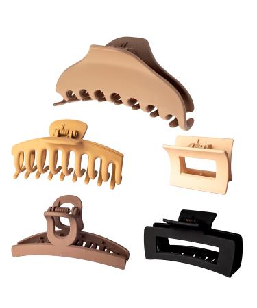 Alhadi 5 Designs Large Hair Clips for Women Rectangular Claw Clips for Thick hair Matte Square Hair Clips Nonslip Banana Clip extra large claw clips for thick hair makeup hair clips Multiple Colors and Designs Hair Clips...