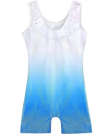 DAXIANG Girls Gymnastics Leotard with Black Shorts Unitard in Blue Pink | Size 4-5 Years - Buy Online on GoSupps.com