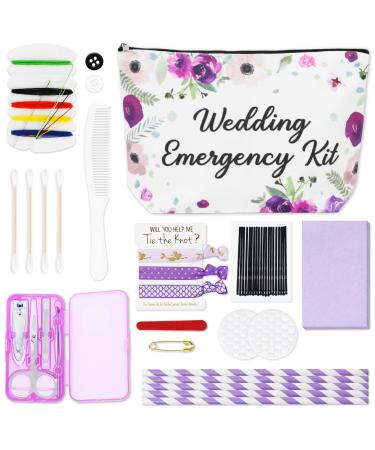 Whales Floral Wedding Survival Kit Bride Emergency Supplies Canvas Cosmetic Bags Bridal Makeup Bag for Bridal Shower Present Engagement Supply Romantic Party Black