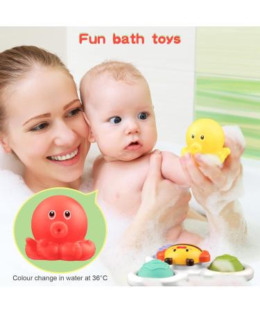 ECHOCUBE SAUCHNAPF Spinner Toys - 3 Educational Sensory Bath Toys for Toddlers | Fun Birthday Gift for Boys & Girls | Suction Cup Octopus Design - Buy Online on GoSupps.com