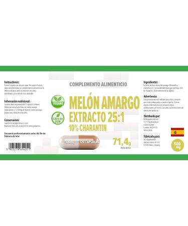 Hepatica Bitter Melon Bitter MelonKarela 12500mg Equivalent 500mg of 251 extract 120 Vegan Capsules 10 Chantarine High Strength Supplement - Buy Online on GoSupps.com