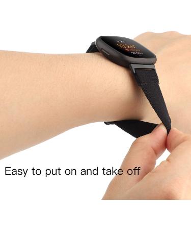 WONMILLE Adjustable Elastic Band for Fitbit Versa 3/Sense - Nylon Sport Strap for Women - Black - Buy Online on GoSupps.com