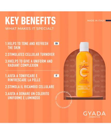  GYADA COSMETICS GYADA COSMETICS Illuminating Face Toner Antioxidant Tones the Skin Stimulates Cell Replacement Treats Blemishes and Thinned Pores Vitamin C Based 200ml - Buy Online on GoSupps.com