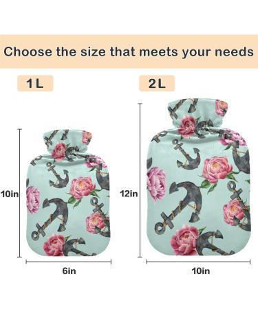 NAANLE Watercolor Rose Anchor Hot Water Bottle - 1L | Transparent for Bed Hand & Feet | Heat & Cold Therapy - Buy Online on GoSupps.com