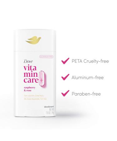 Dove VitaminCare+ Aluminum Free Deodorant Stick for 72H Odor Protection Raspberry & Rose Breathable Deodorant for Women 2.6 oz Raspberry + Rose 2.6 Ounce (Pack of 1) - Buy Online on GoSupps.com