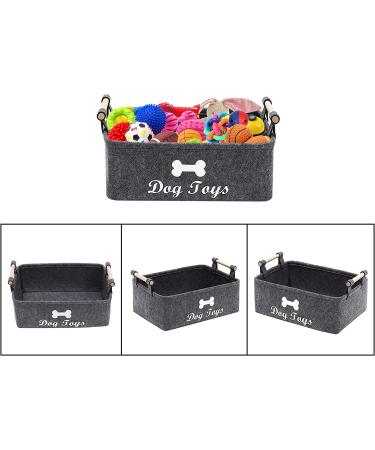 Geyecete Dog Toys Storage Bin - Collapsible Pet Supplies Basket with Wooden Handle - Buy Online on GoSupps.com