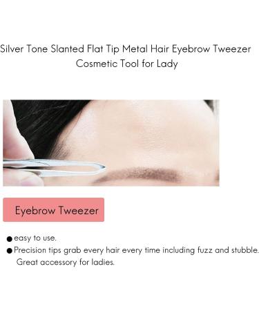 Peowuieu Silver Tone Slanted Flat Tip Metal Eyebrow Tweezers - Premium Cosmetic Tool for Women | International Shipping Available - Buy Online on GoSupps.com