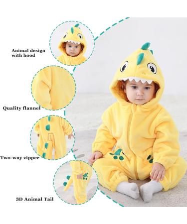Doladola Unisex Kid's Costume - Baby Boys Girls Flannel Animal Hooded Rompers 12-18 Months (Yellow Shark) - Buy Online on GoSupps.com