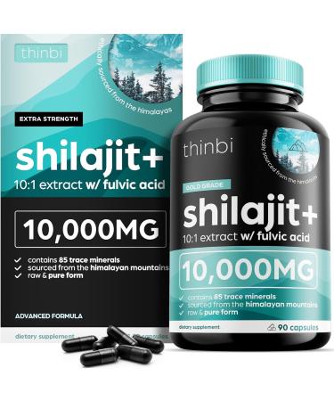 Thinbi Pure Himalayan Shilajit Capsules with Fulvic Acid & Trace Minerals - 90 Count