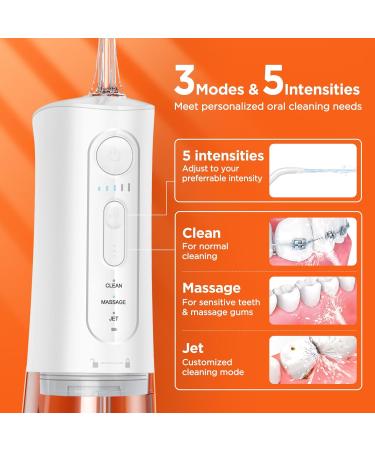 Bitvae Cordless Water Flosser - 3 Modes, 5 Intensities, 6 Jet Tips, USB Rechargeable - Oral Irrigator for Teeth - Waterproof & Shower-friendly - White - Buy Online on GoSupps.com