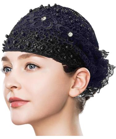 Quzente Lace Hairband Lace Pearl Floral Hairband | Boho Elegant Wide Headwrap Hair Pearl Accessories Lace Hairbands Headwrap for Girls Teens Black - Buy Online on GoSupps.com