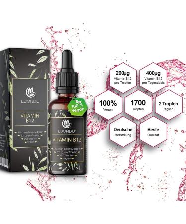 High Dose Vegan Vitamin B12 Drops - 50ml Alcohol-Free 1700 Drops with Adenosyl & Methylcobalamin - Buy Online on GoSupps.com