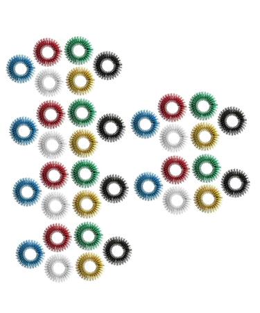 Healvian 36 Stk vibrating ring spiky sensory finger ring spring finger massage spiky finger rings Kidcraft game set toy acupressure ring stress reduction massage tools