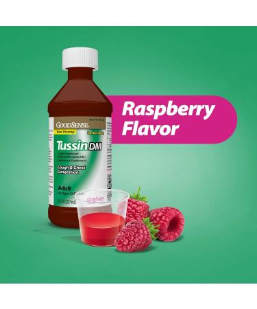 GoodSense Tussin Cough Syrup DM - Raspberry Flavor 8 Fl Oz | Chest Congestion Relief - Buy Online on GoSupps.com