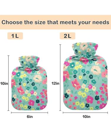 NAANLE Retro Floral Hot Water Bottle - 1L Transparent Heat & Cold Therapy for Back Pain Relief Hand & Feet Warmer - Buy Online on GoSupps.com