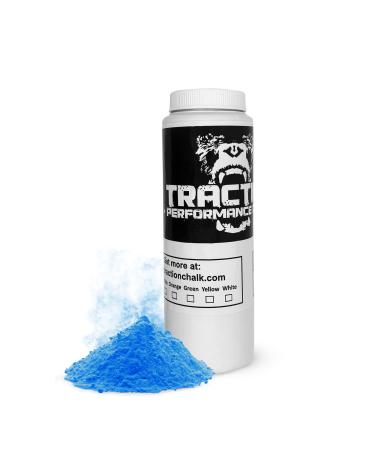 Traction Performance Colored Gym Chalk | Powder Chalk for Gymnastics, Rock Climbing, Weight Lifting & Workouts - Firm Grip Magnesium Carbonate Lifting Powder in Vibrant Colors - Made in USA | 8 oz. Blue