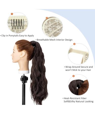Silk-co Brazilian Virgin Body Wave Clip-in Ponytail Hair Extension 24 Dark Brown - 100% Unprocessed Synthetic Hairpiece for Women - Buy Online on GoSupps.com
