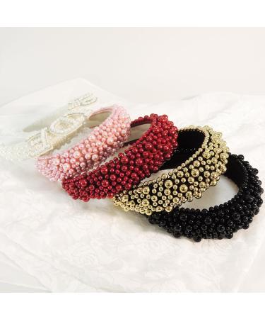 scicent Headband Glitter Padded White Pearls Embellished Hair Bands for Costume Shiny Jeweled Head Bands for Brides and Bridesmaid Fashion Beaded Hairband Wedding Hair Accessories for Women - 28810 - Buy Online on GoSupps.com