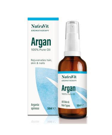 NutraVit - Moroccan Argan Oil | 100% Pure Argan Oil (Argania spinosa) - 50ml - Argan Oil for Hair Skin Face & Nails - from Morocco - Virgin Cold Pressed Deodorised Hexane-Free & Vegan Morrocan Argan