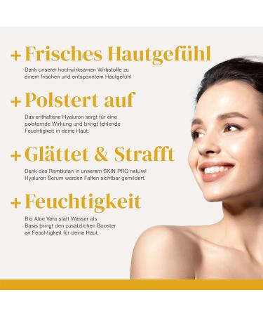 Bio Hyaluron Anti-Aging Serum 100ml - Vegan High-Dose Hyaluronic Acid with Rambutan OPC & Aloe Vera - Skin Pro Natural Made in Germany - Buy Online on GoSupps.com