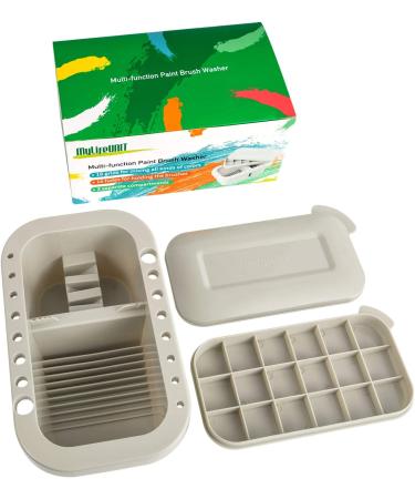 MyLifeUNIT Paint Brush Cleaner & Holder with Palette - Grey | For Acrylic, Watercolor & Water-Based Paints - Buy Online on GoSupps.com