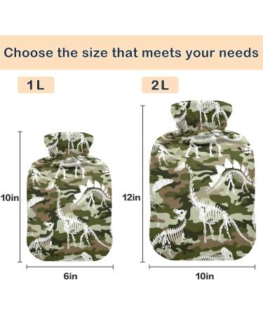 NAANLE Camouflage Dinosaur Skull Hot Water Bottle - 1L Pain Relief & Therapy | Ideal for Bed Hands & Feet - Buy Online on GoSupps.com