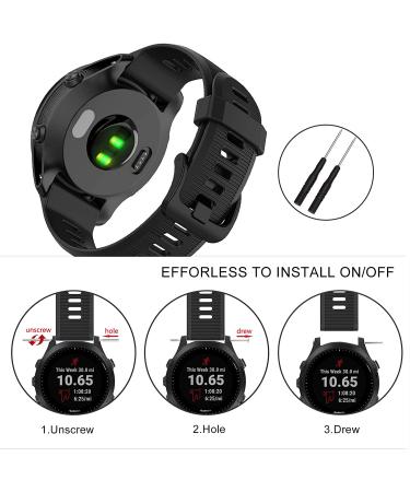 Soft Silicone 22mm Black Band for Garmin Forerunner 935/945/745, Fenix 5/5plus/6/6 Pro, Approach S60 - Replacement Compatible Band - Buy Online on GoSupps.com