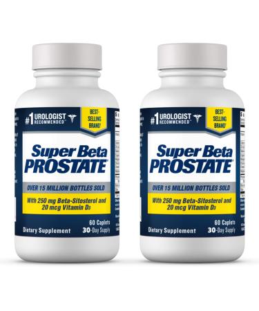 Super Beta Prostate Supplement for Men - Reduce Bathroom Trips Day & Night, Over 15 Million Bottles Sold - Promote Sleep, Better Bladder Emptying & Healthy Prostate, Beta Sitosterol (120ct, 2 Bottle)