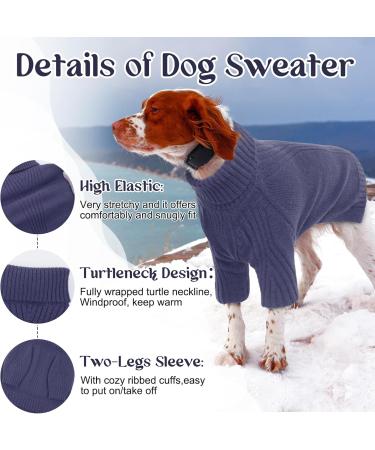 Iecoii Warm Turtleneck Dog Sweater - Winter Clothing for Small Medium & Large Dogs - XX-Large Blue for Chihuahua French Bulldog Labrador - Buy Online on GoSupps.com